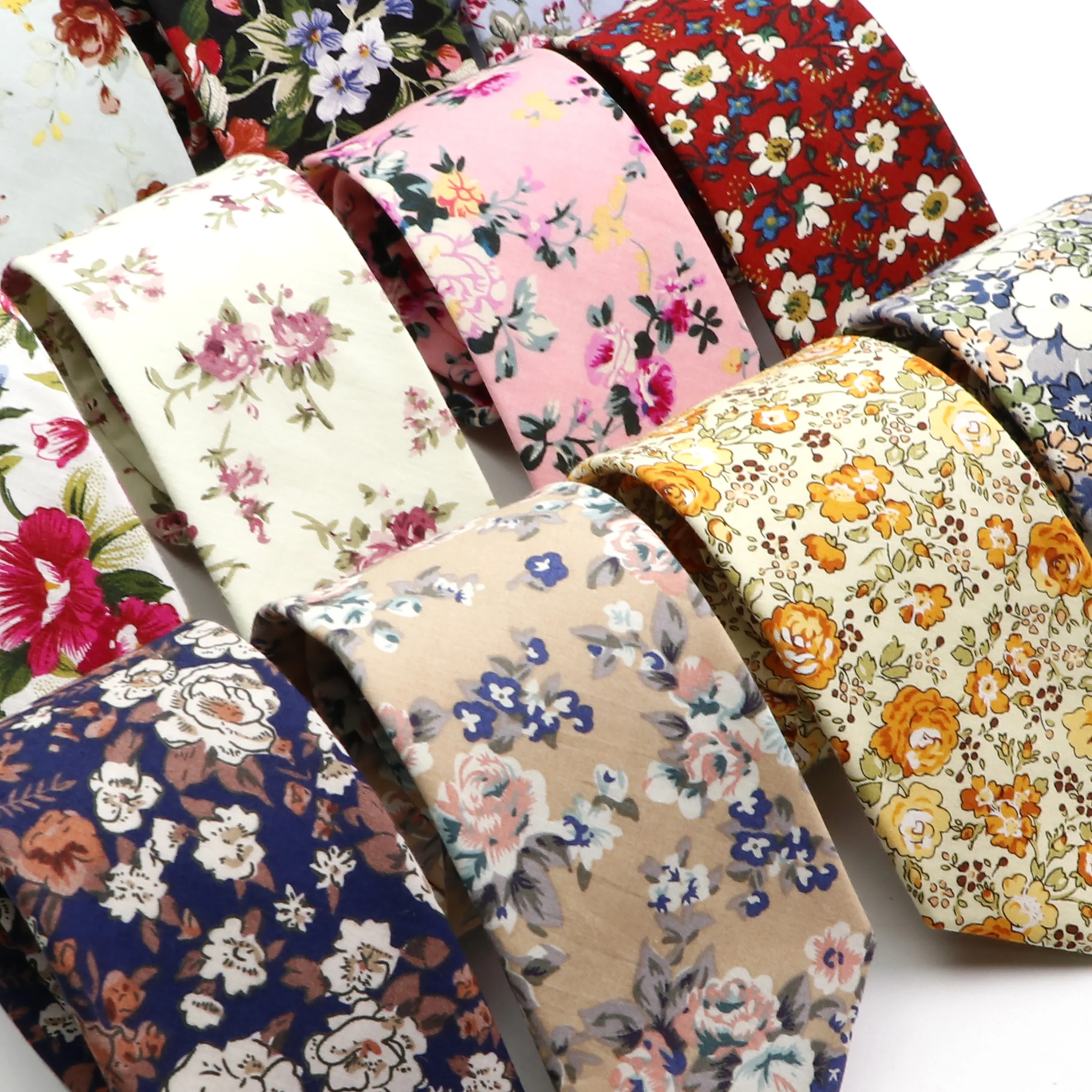 Cotton Floral Ties For Men Casual Slim Neckties Skinny Wedding Party Business Daily Neckwear Tie Dress Accessories Gift For Man