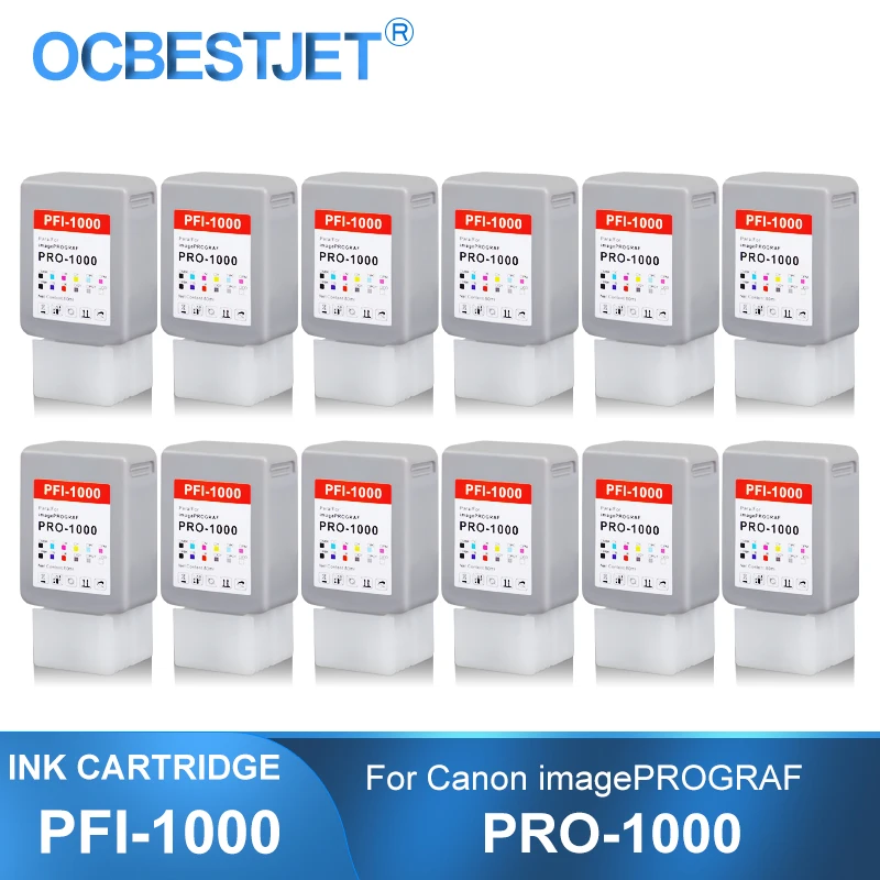 

PFI-1000 80ML Compatible Ink Cartridge With Full Pigment Ink For Canon imagePROGRAF PRO-1000 PRO1000 Printer 12Colors/Set