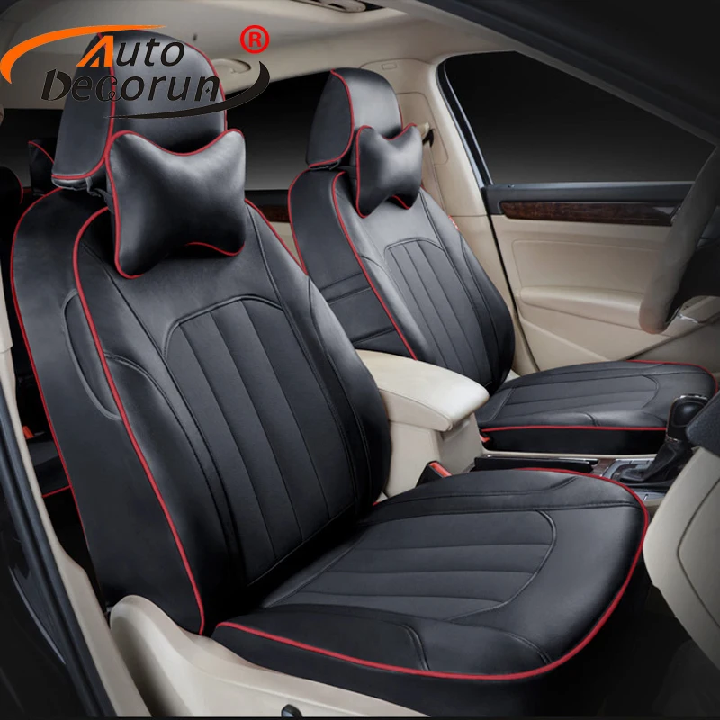 AutoDecorun PU Leather Cover Seat for Cadillac Escalade 2008 Accessories Seat Covers for Cars Cushion Cover Seat Supports Airbag