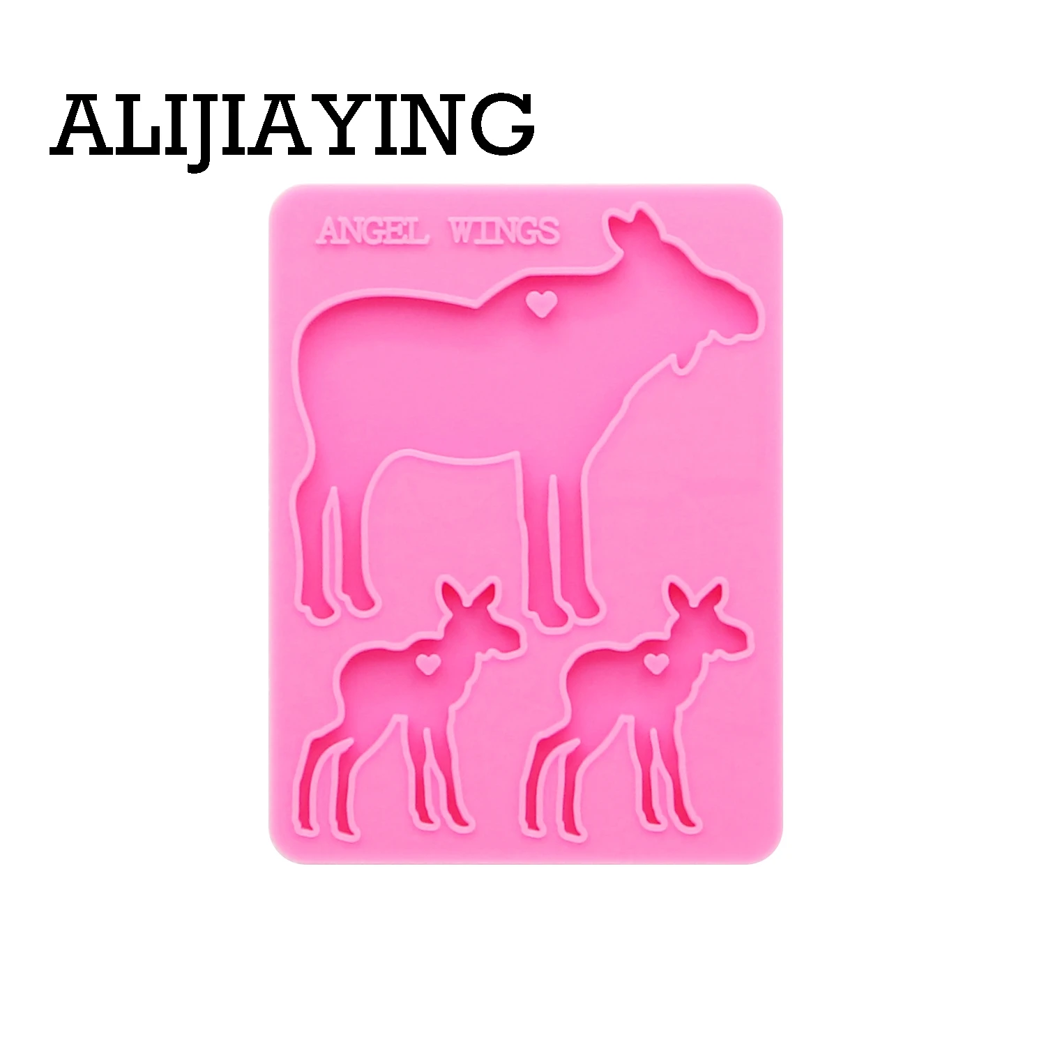 DY0127 shiny Christmas reindeer family mama/baby silicone mold DIY moose deer craft keyring pendant for girl jewelry keychains