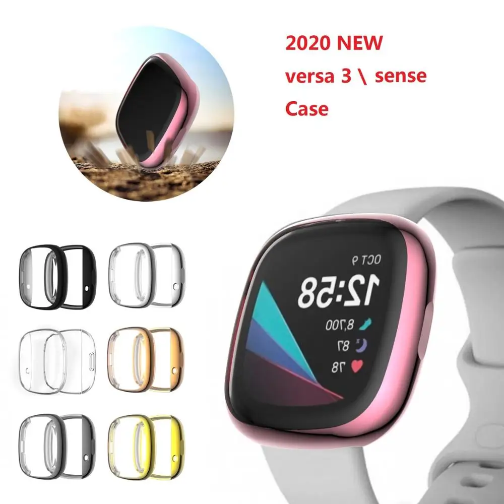 TPU Case For Fitbit Versa 3 Smart Watch Frame Full Protective Cover Shell Accessories For Fitbit Sense Fall Protection Bumper