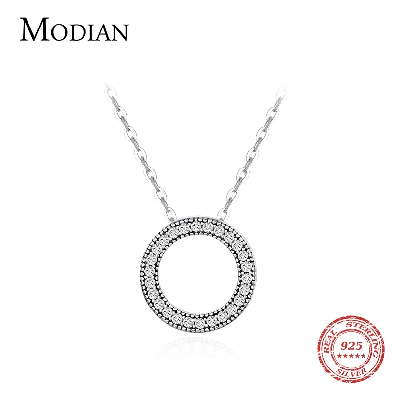 Modian-Boucles d'oreilles en argent regardé 925 pour femme, ensemble de bijoux, pendentif, collier fin