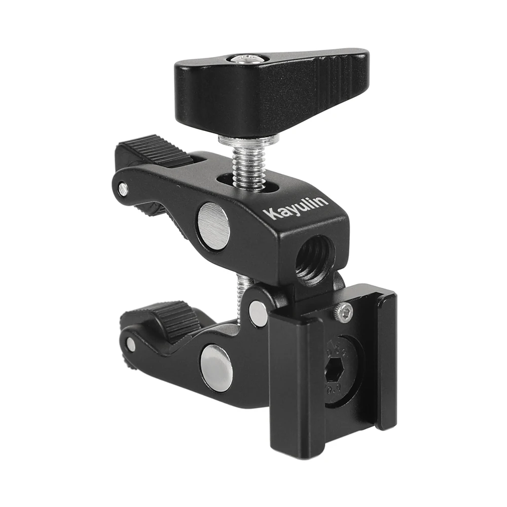 Clip per pinze a granchio Super Clamp Kayulin con adattatore per montaggio su slitta fredda con foro filettato da 1/4 "3/8" per accessorio per fotocamera DSLR