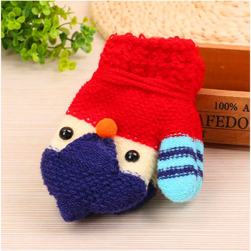 Cartoon neck hung gloves qiu dong season imitation cashmere and wool jacquard children upset even overshoes warm gloves of HX-09