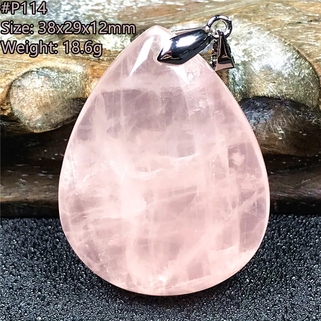 

Natural Red Pink Rose Quartz Pendant For Women Men Healing Gift 38x29x12mm Beads Silver Madagascar Crystal Stone Jewelry AAAAA