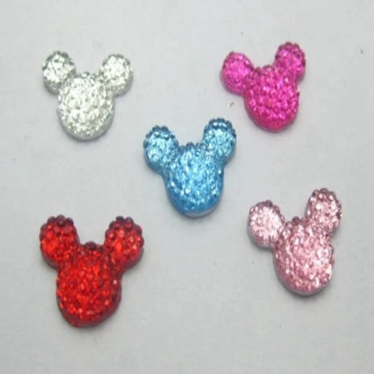 100 pcs Acrylic Flatback Rhinestone Mouse Gems 14X12mm Flat Back Resin