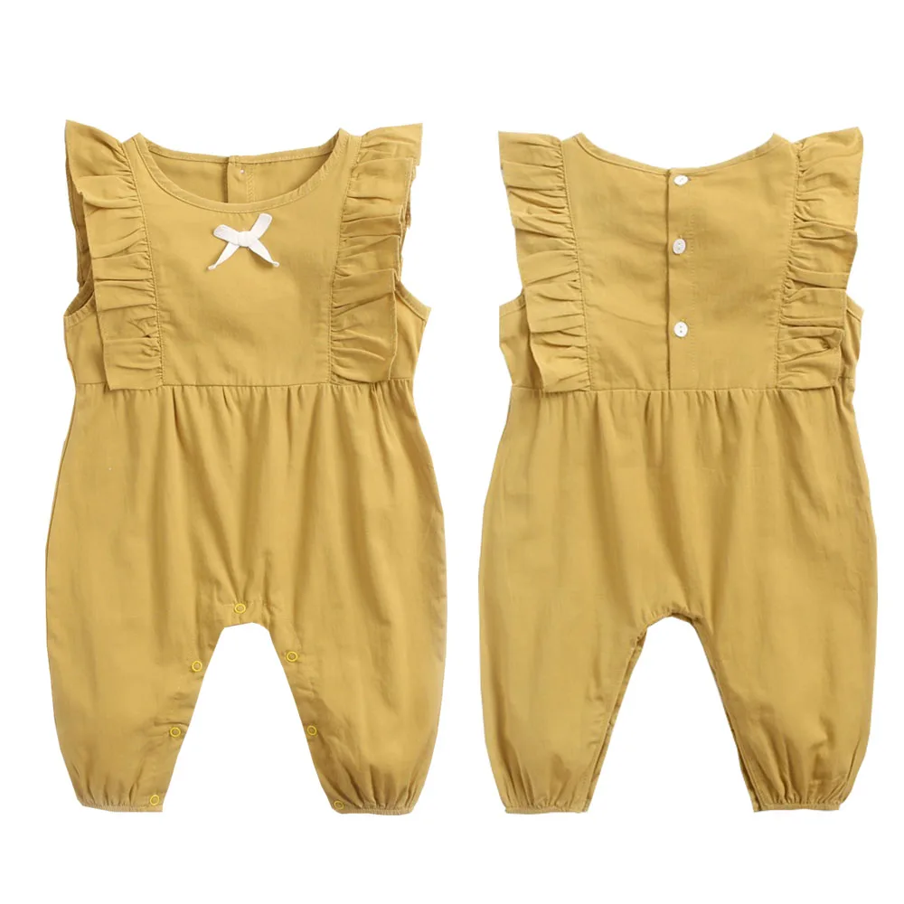 

0-3T Baby onesies baby clothes summer baby clothes sleeveless jumpsuit single-breasted 100% cotton autumn Bow newborn romper