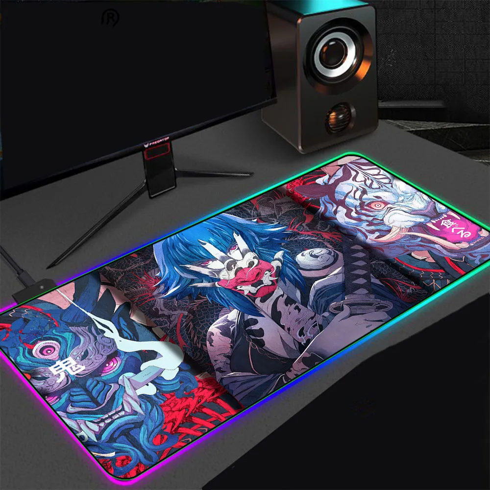 

Japanese Hot Animation Mousepad XXL 90X40 Gaming Mouse Pad RGB LED Diode Color Lighting Adjustable Breathing Light Desk Mat