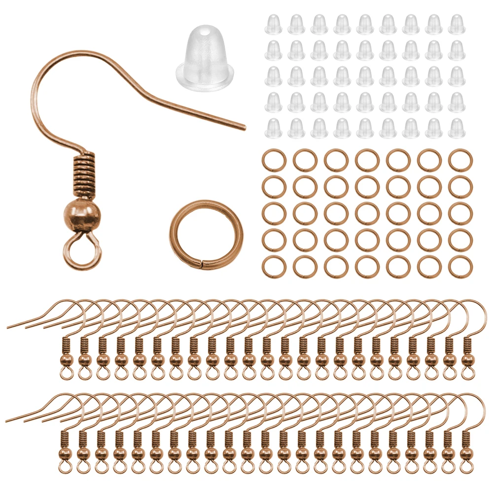 100/300 Stks/partij Hypoallergene Oorbelhaak Kit Mixkleur Oordraden Vishaken Open Springringen Oordopjes Voor Diy Sieraden Maken