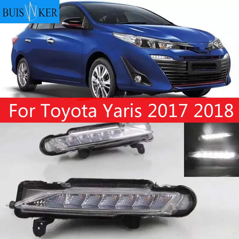 

DRL For Toyota Yaris 2017 2018 Waterproof 12V LED Daytime Running Light Daylight drifog lamp with Turn Signal style Relay