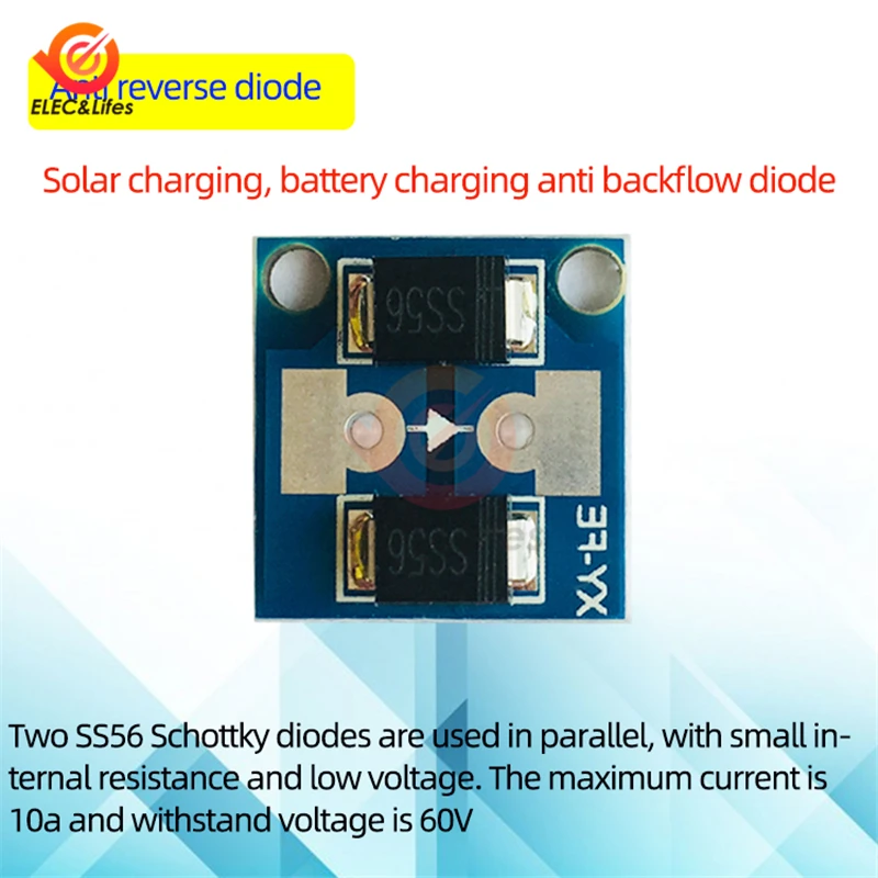 10Pcs 60V 10A Anti-reverse Irrigation Module For Constant current power module Battery/Solar charging anti backflow XY-FE