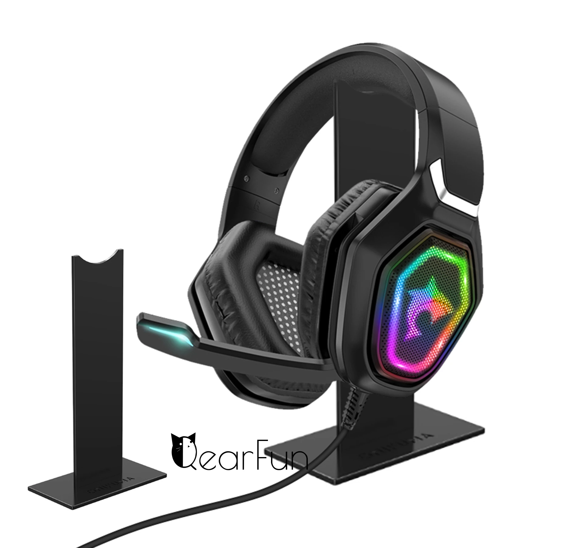 ONIKUMA แมวสีชมพูหูฟังไร้สาย Stand Rack Gaming ชุดหูฟังสนับสนุน Gamer หมวกกันน็อกผู้ถือหูฟังบลูทูธชั้นวางของ