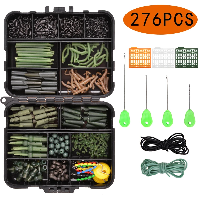 

276Pcs/box Carp fishing tackle set Matte carp quick change swivels Soft Anti tangle sleeve for fishing carp terminal accessories