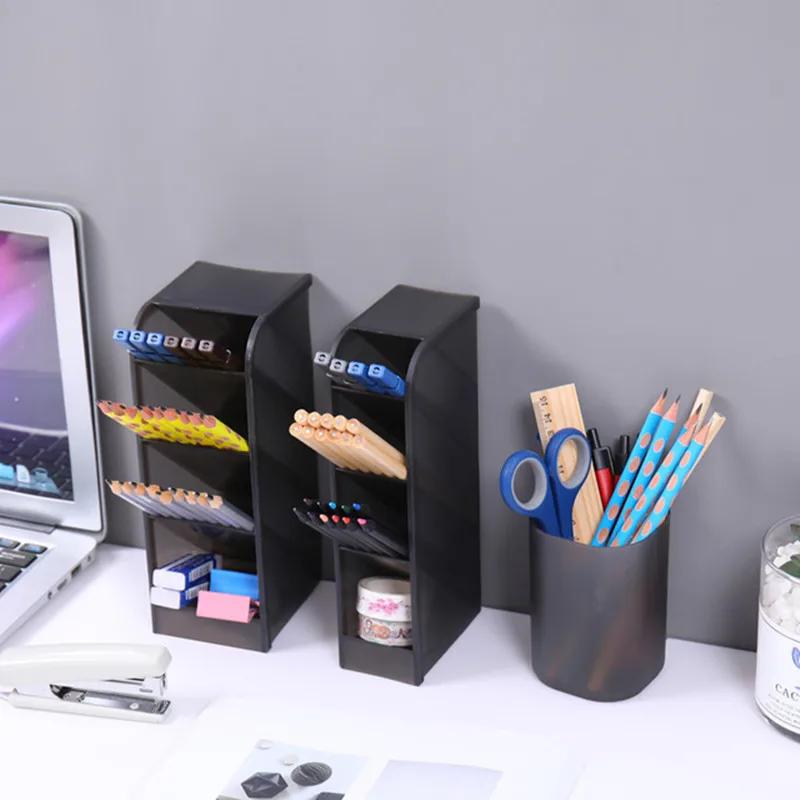 Creative Multifunctional 4 Grid Desktop Organizer Pen Holder Makeup Storage Box School Office Accessories Stationery