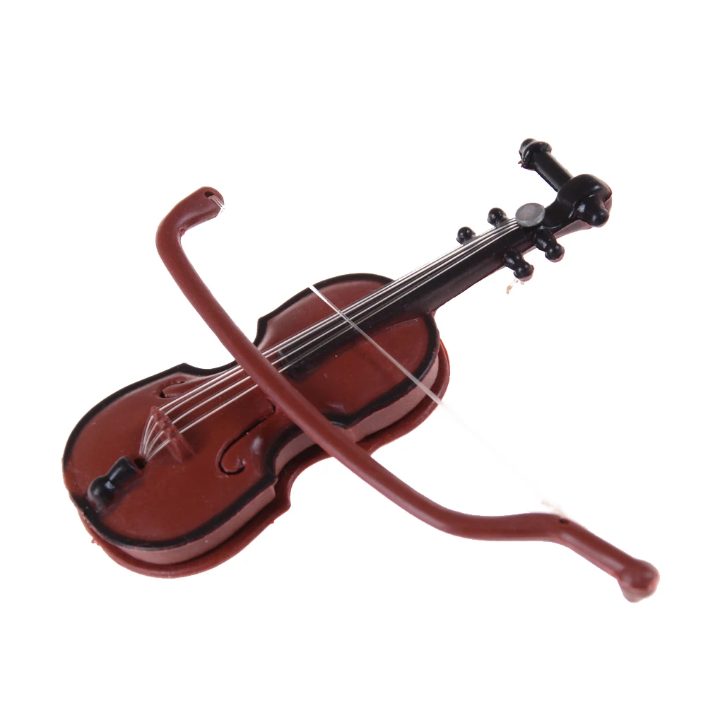 1PCS Plastic Mini Violin Miniature DIY Home Decoration Music Instrument Dollhouse Decorative Ornaments Plastic Crafts