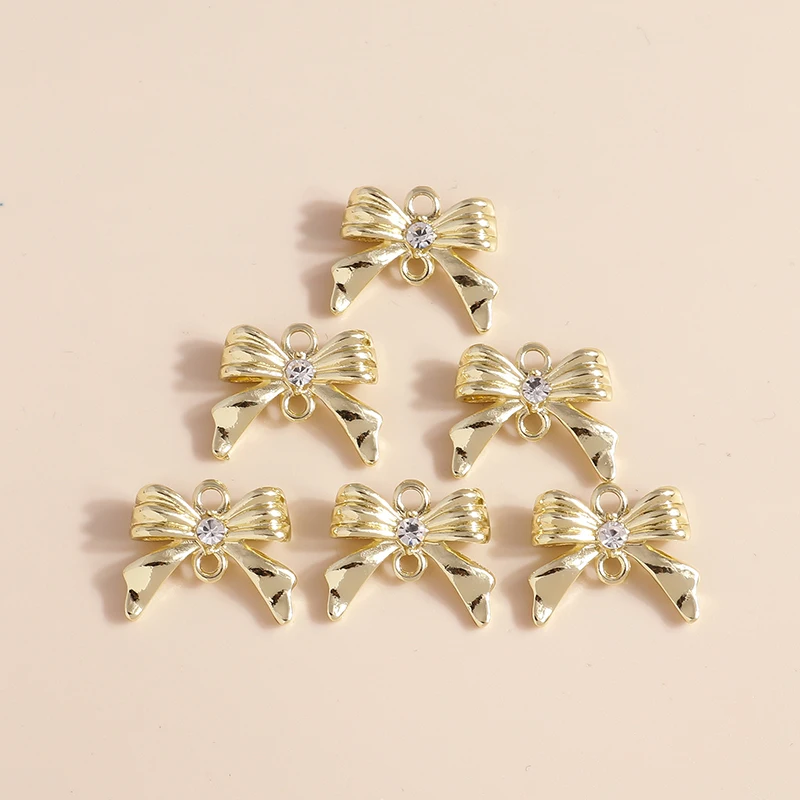 8pcs 15*17mm Cute Bowtie Bowknot Connectors Charms for Dangles Earrings DIY Pendants of Necklaces Bracelets Making Accessories