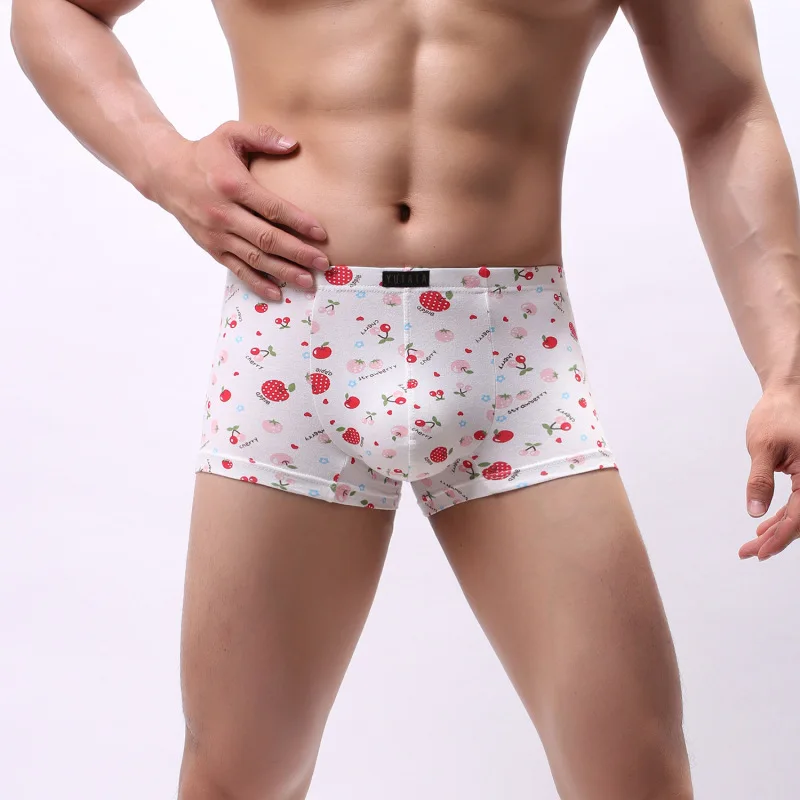 European Size Sexy Cotton Man Boxers Low Waist Cartoon Print Mens Boxers Breathable Male Underwear Cueca Calzoncillos Underpants