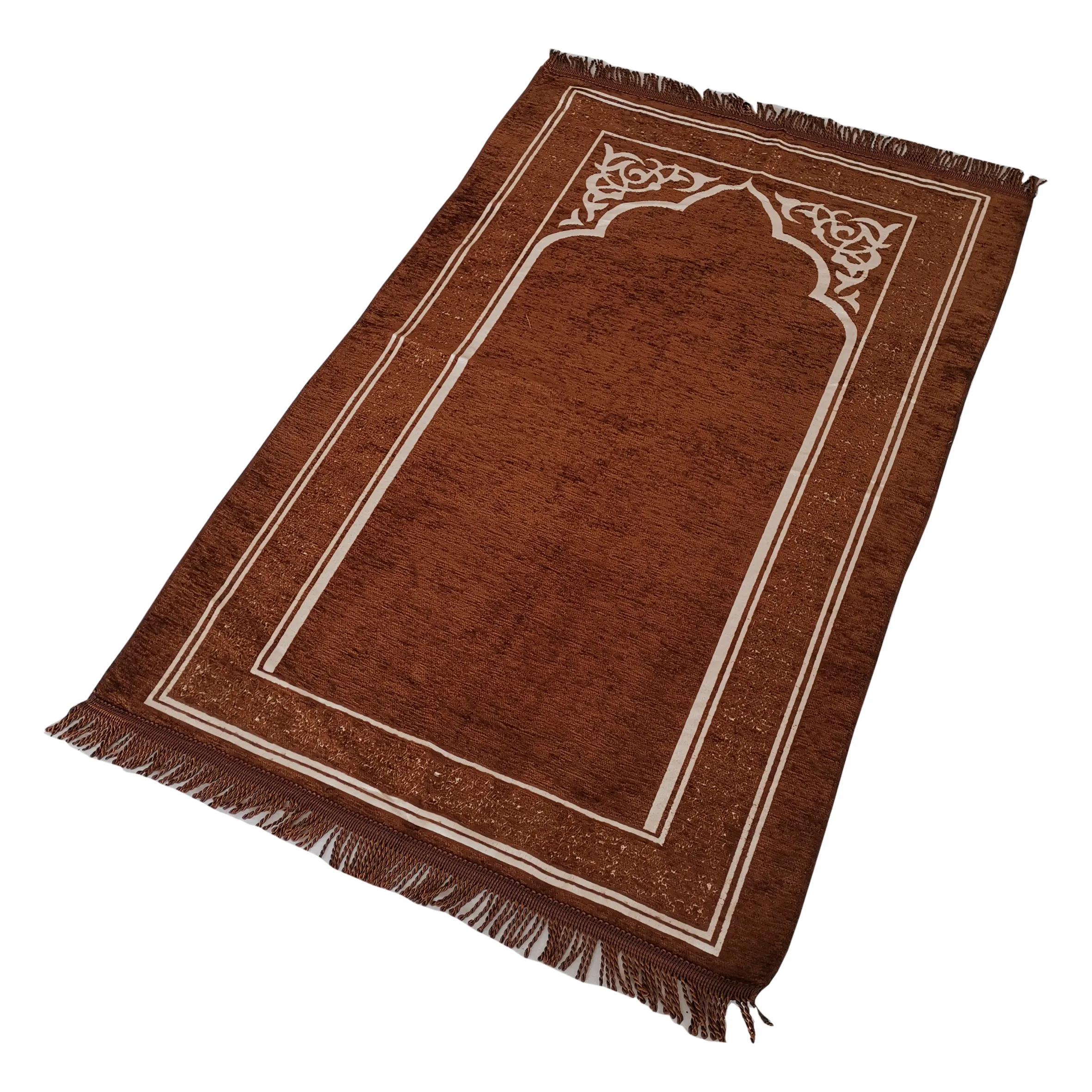 B BOX Modefa Islamic Turkish Prayer Rug Plush  Janamaz Sajjadah Muslim Namaz Seccade Prayer Mat Carpet Vined Arch