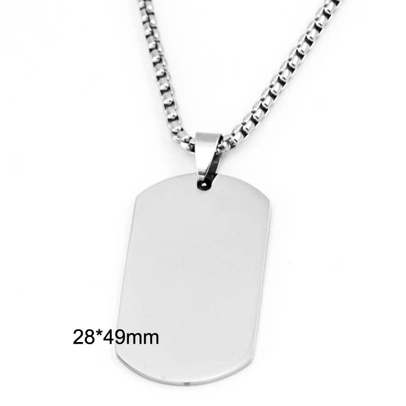 Stainless Steel Blank Military Plate Collar Dogtag ID Pendant Necklace For Men Army Ketting Soldier Mirror Polished