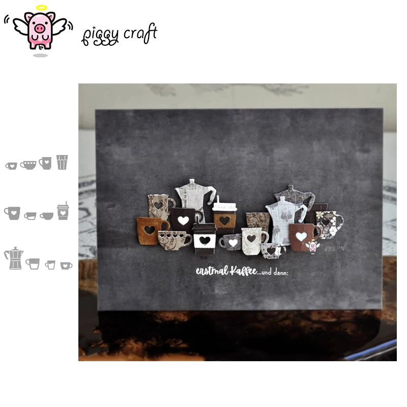 

Piggy Craft металлические штампы для резки, пресс-форма для чайника, кофейная чашка, скрапбук, нож для рукоделия, форма, лезвие, трафареты, штампы