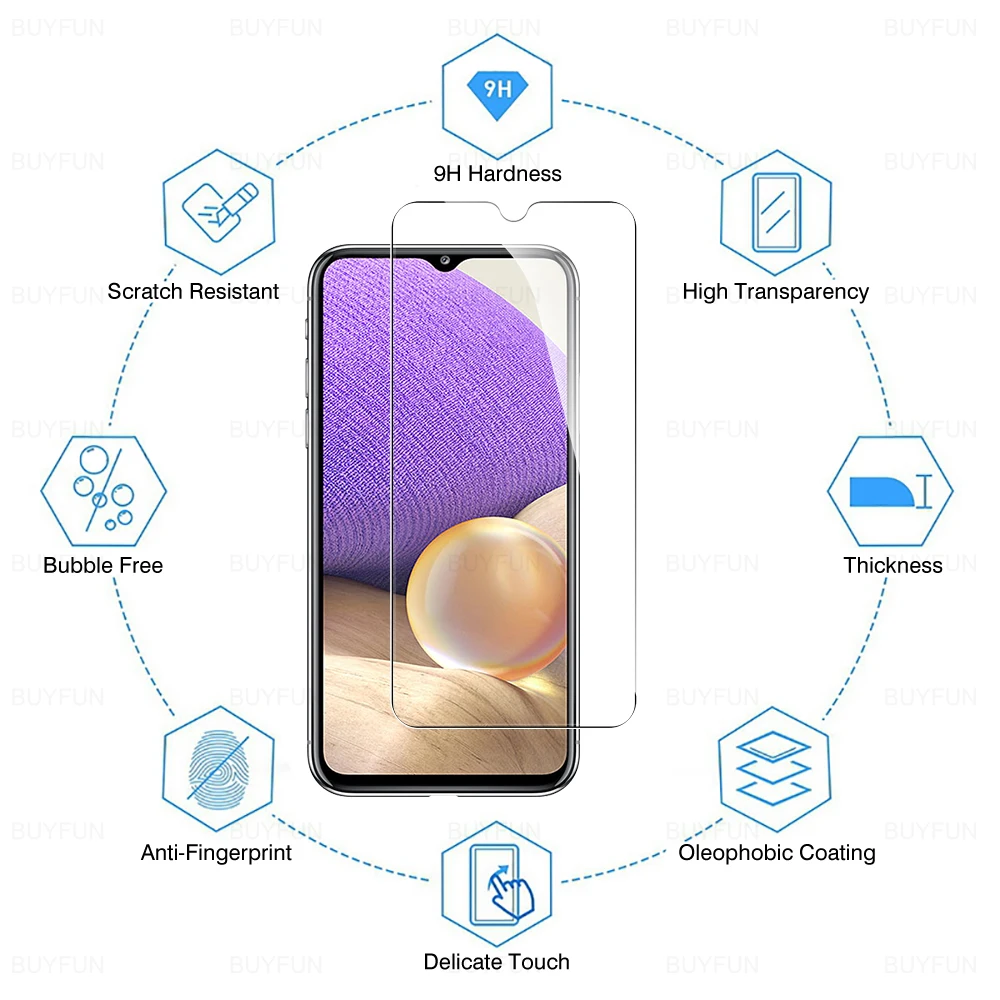 Закаленное стекло 6,5 дюйма для Samsung Galaxy A32 5G 4G A31 A30 A30s, Защитная пленка для экрана с полным покрытием SM A326B R U DS, 2 шт.