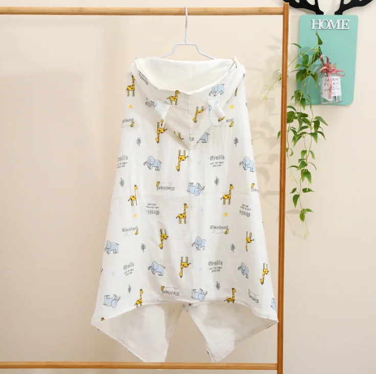 Muslin Cotton Baby Bath Towel Child Beach Towel Cape Cloak Ins Patterns For Girls Boys