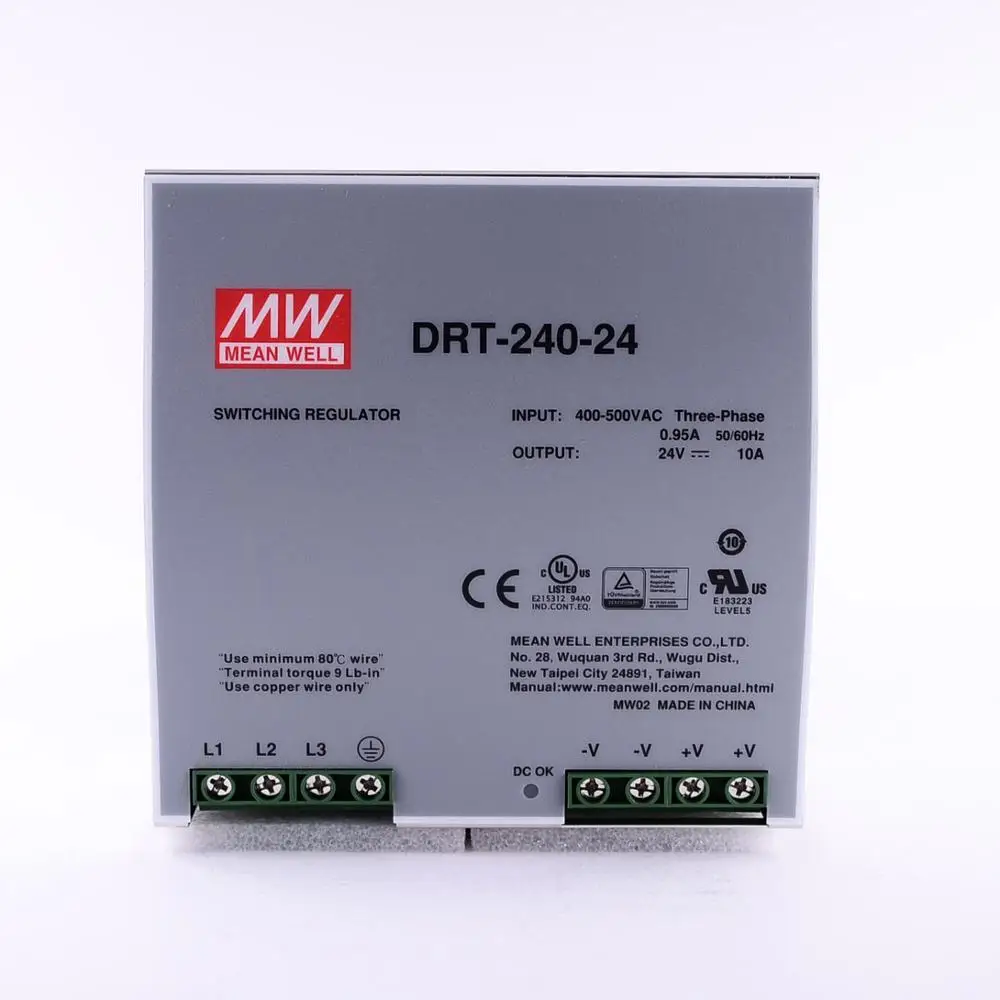 Mean Well-fonte de Alimentação com Trilho Din Industrial Trifásico Meanwell dc 24v 10a 240w