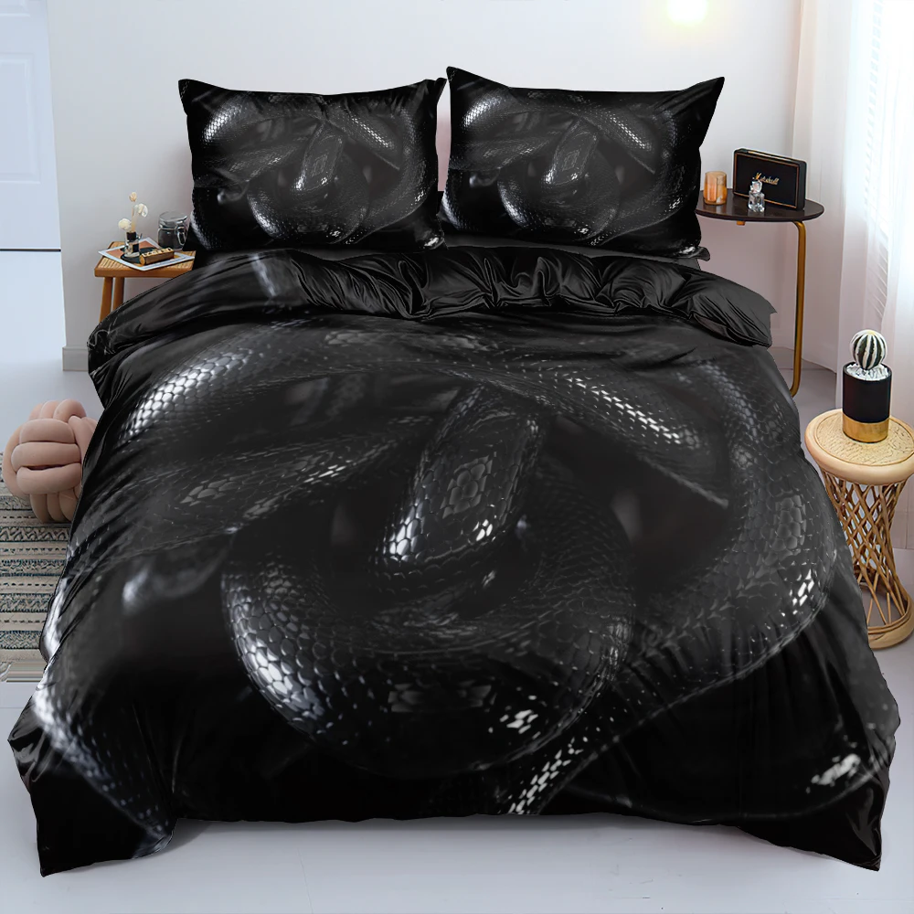 3D Black Snakeskin Duvet Cover Set Custom Design Quilt/Blanket Cover Set Twin Queen King Size 220x240cm Bedding Set Home Textile