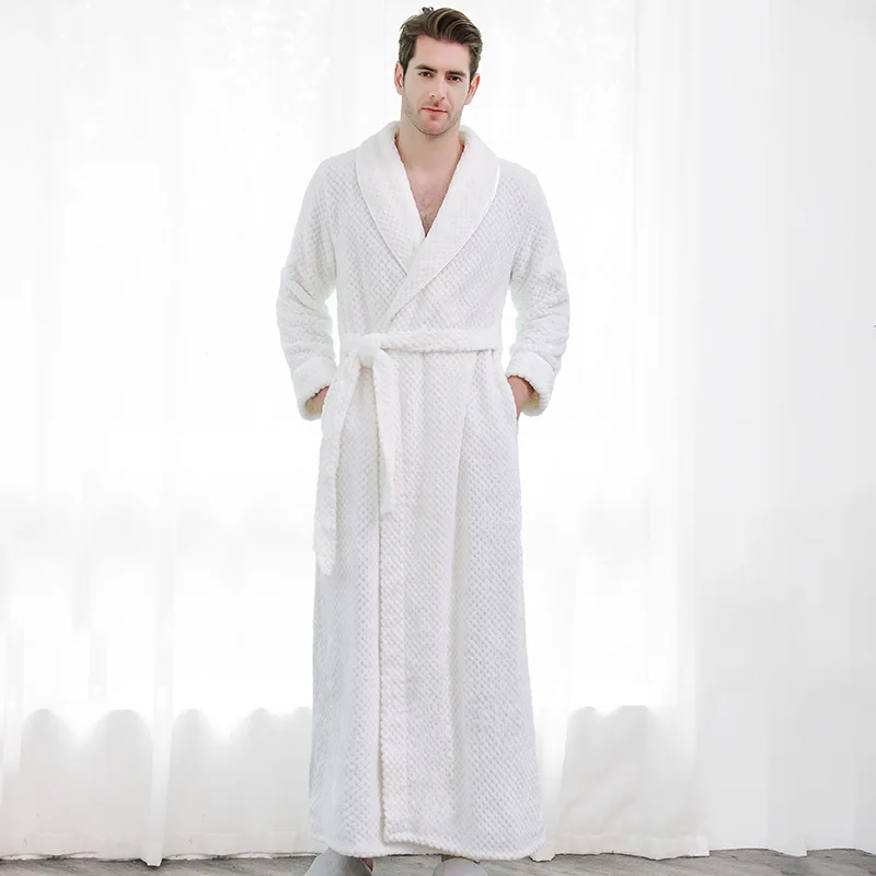 Aanpassen Nama Datum Vrouwen Mannen Warm Dobby Coral Fleece Badjas Winter Dikke Flanel Thermische Kimono Dressing Gown Bruid Peignoir