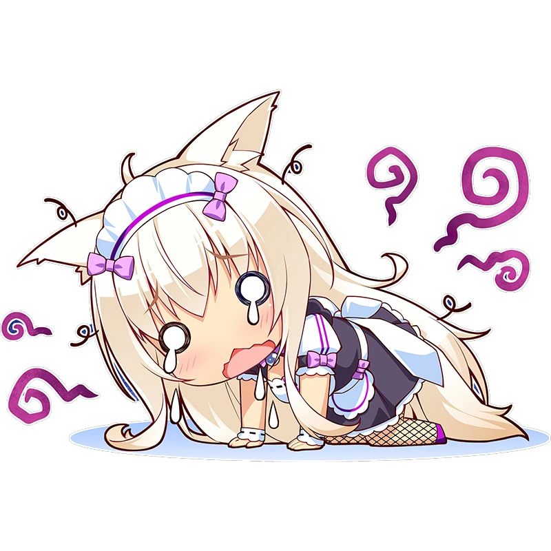 Three Ratels CA68 funny NEKOPARA_CHRONICLE Waterproof Decal  cat's ear girls sticker on Wall Fridge car hood moto skateboard