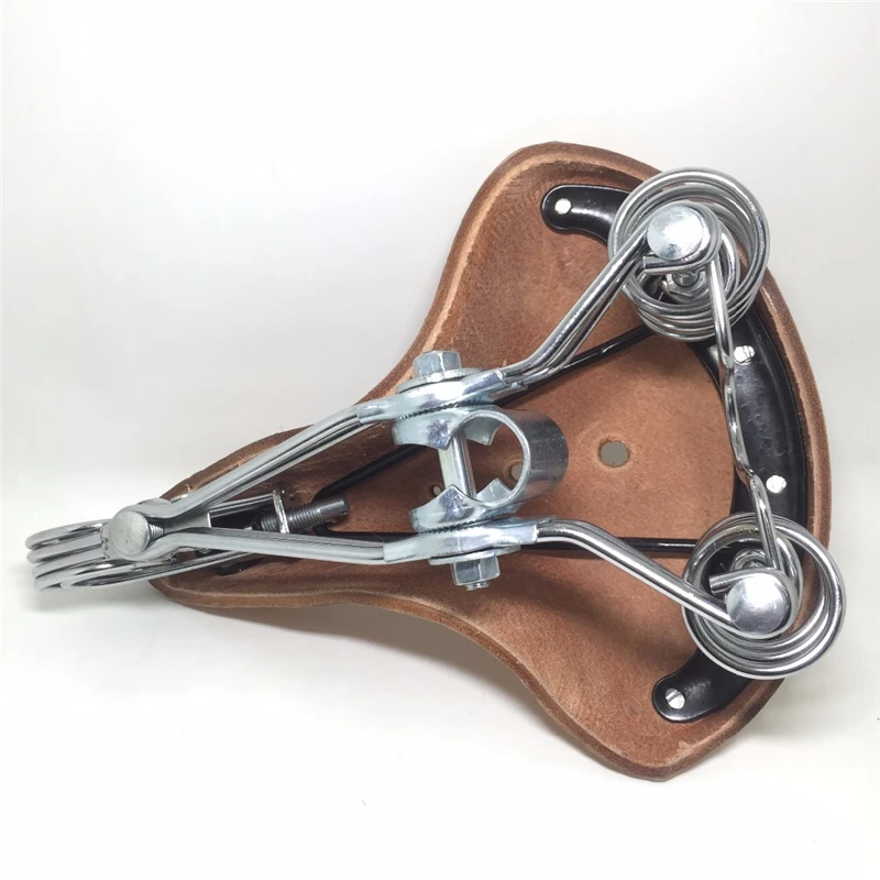 Traditional Old Style Bicycle Saddle Riveting Cow Leather Seat Road MTB Bike Standard Vintage Cushion Cycling Part