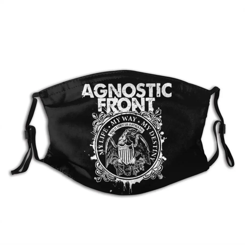 

Agnostic Print Washable Filter Anti Dust Mouth Mask Agnostic Front Rock Band Usa Hardcore New York Eagle Punk Black Flyer Hc