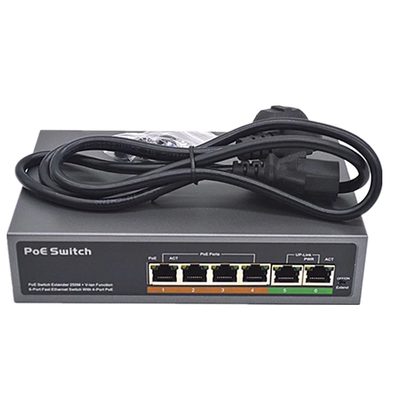POE switch 48V with  100Mbps 4 Ports IEEE 802.3 af/at ethernet switch Suitable for IP camera/Wireless AP/POE camera