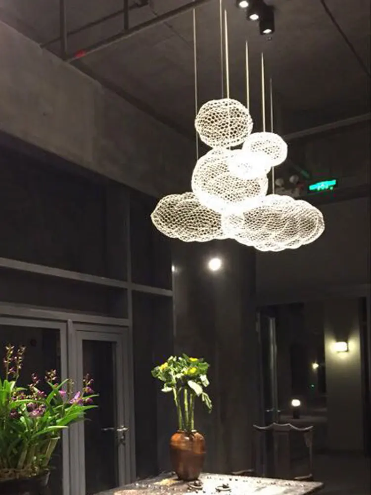 Nowoczesne kreatywny chmura oprawy oświetleniowe wisiorek LED lampa gwiaździste osobowości hotelowa restauracja bar projektant firefly moderne lustre