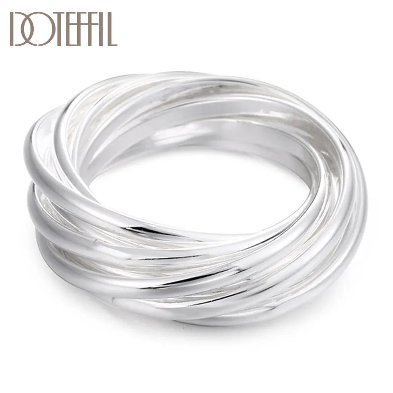 DOTEFFIL 925 Sterling Silver dziewięć kół mężczyzna pierścionek dla kobiet moda Folk-niestandardowe wesele przyjęcie zaręczynowe prezent urok biżuterii