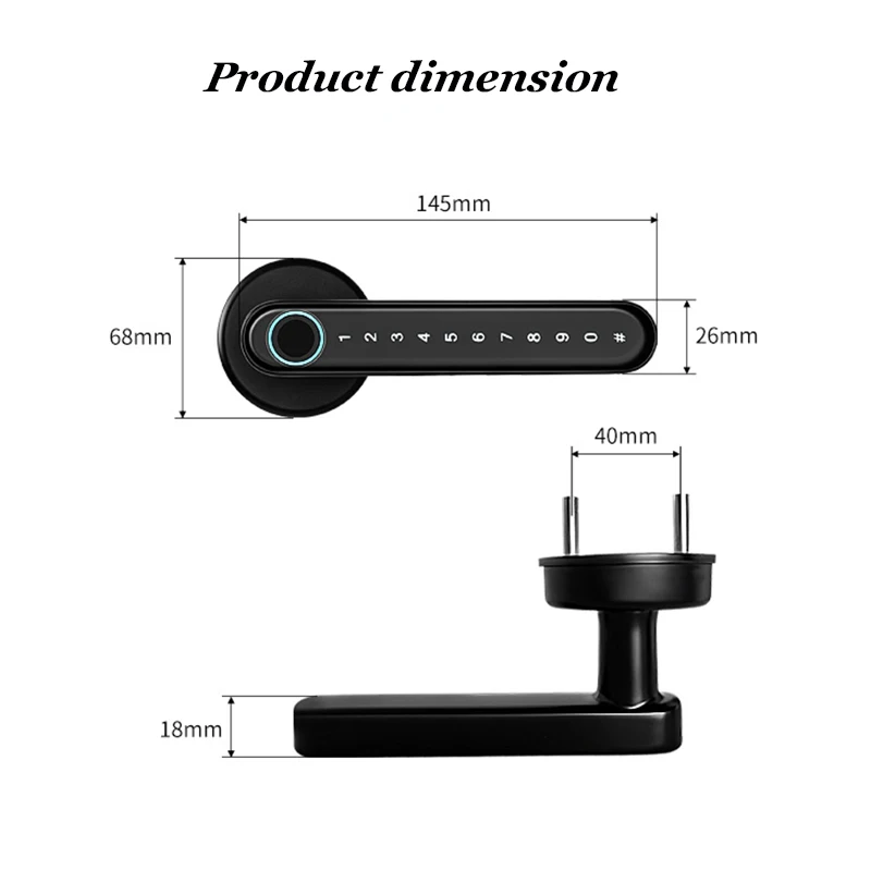 Imagem -03 - Inteligente Bluetooth Fechadura da Porta de Impressão Digital Fechadura Ttlock Android Ios Controle Casa Inteligente Lidar com Fechadura da Porta de Madeira Wifi Gateway