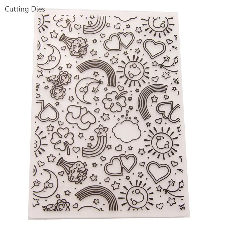 Rainbow Pattern Plastic Embossing Folders for Diy Scrapbooking Photo Album Diy Card Paper Making Craft Template