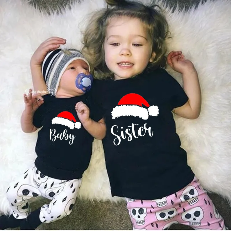 Daddy Mommy Brother Sister Baby Merry Christmas Family Matching Clothes Funny Cotton Dad Mom and Me Look Christmas Outfits