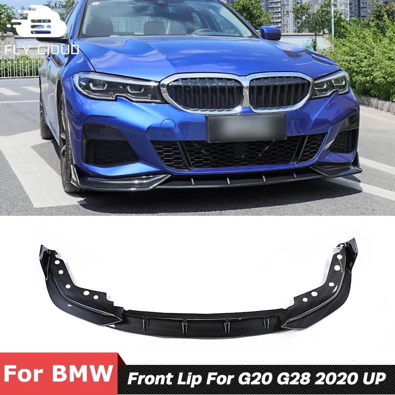 3 PCS Splitters ABS Material Front Shovel Spoiler Bumper Lip For BMW 3 Series G20 G28 M325i Sport Car Body Kit 2020 Up