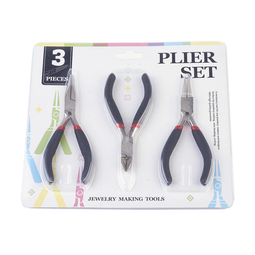 

45# Steel DIY Jewelry Making Tool Sets: Round Nose Pliers,Wire-Cutter Pliers and Side Cutting Pliers