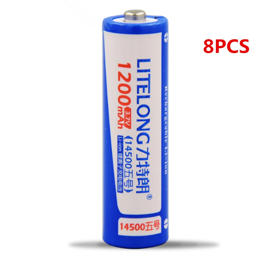 

8pcs/lot Original 3.7V 1200mAh AA rechargeable battery 14500 rechargeable lithium battery suitable for flashlight battery