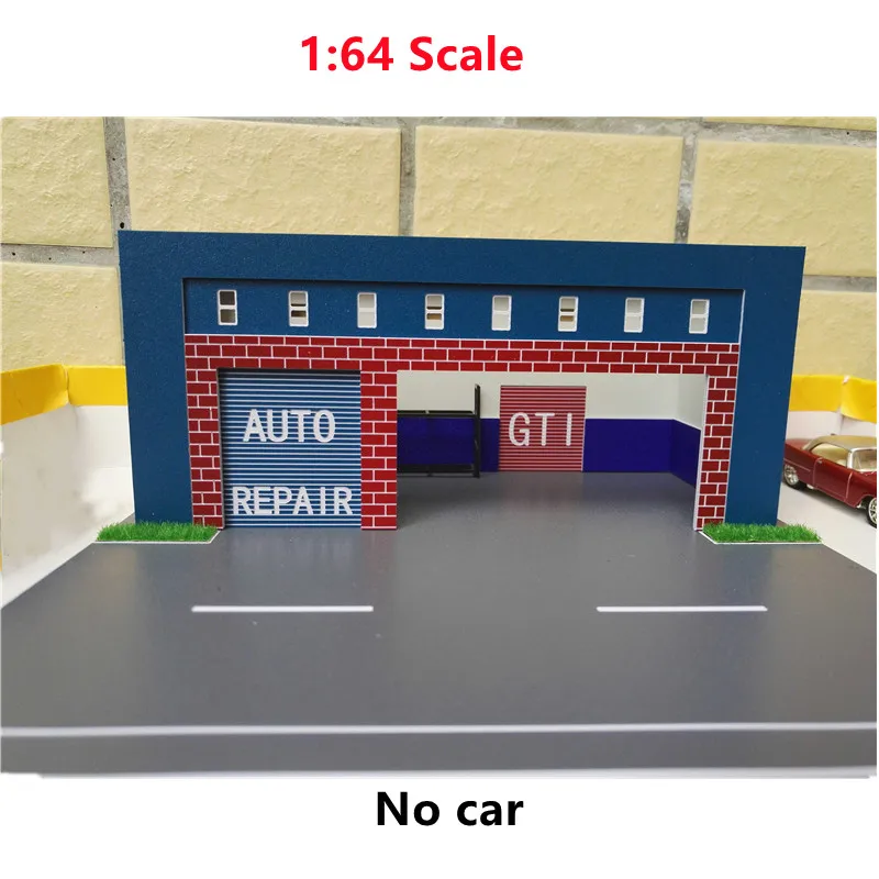 1:64 Scale Car Repair Shop Building Sand Table Decoration DIY Assembly Building Model