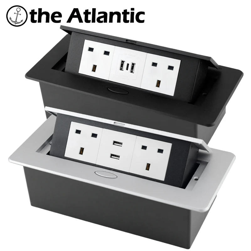 UK Desktop Desk Socket Table Outlet USB Fast Charge Type-C Electrical Box Benchtop Pop Up Recessed Powerstrip Socket Countertop