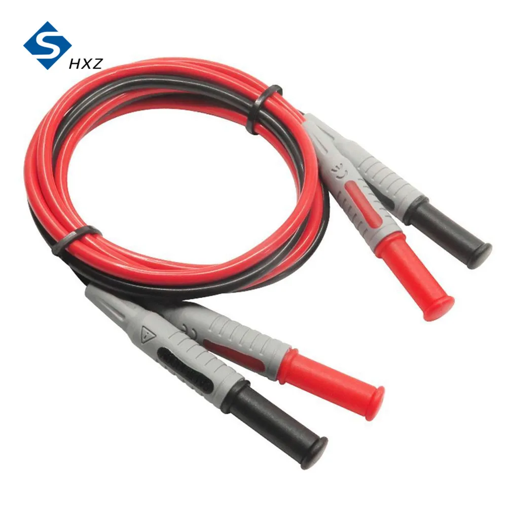 2pcs P1032 Multimeter Test Cable Injection Molded 4mm Banana Plug Test Line Straight to Straight Test Cable Red Black Cables