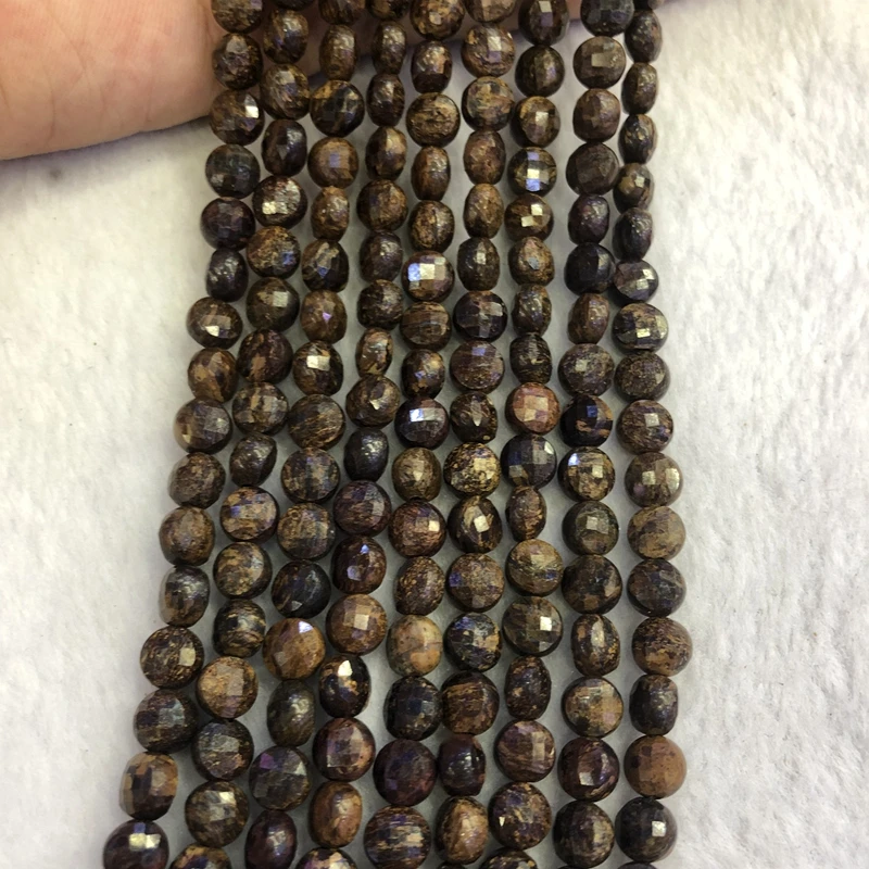 Wholesale 2strings Natural Bronzite Stone Beads Faceted 3x6mm Bean Coin Beads For jewelry DIY 15.5