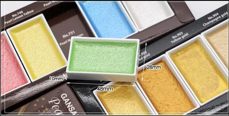 Conjunto de 5/8 colores de agua sólida, pintura de pigmento dorado metálico con pincel de agua para pintura artística, suministros de Arte de