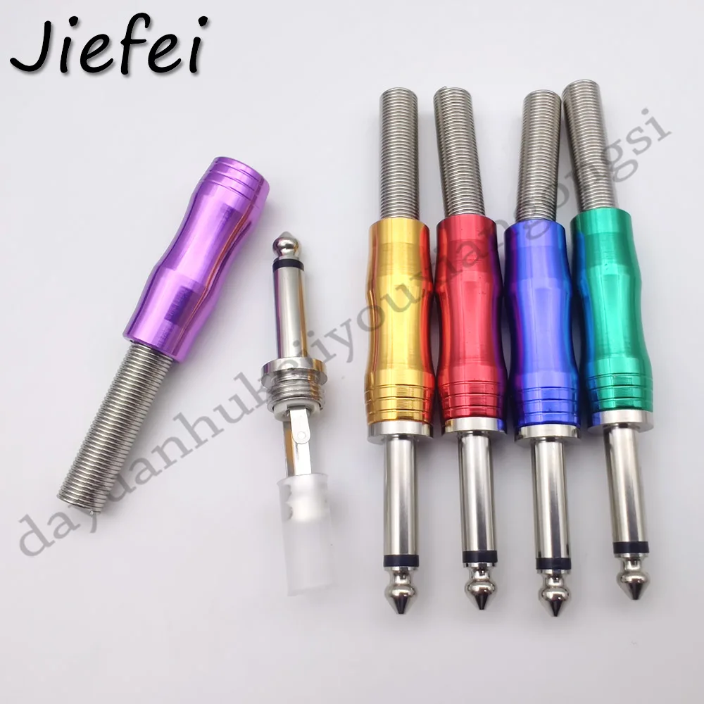 5-100pcs 5 colors 6.35mm Male 1/4 Mono Jack Plug Audio Connector Soldering connector with spring