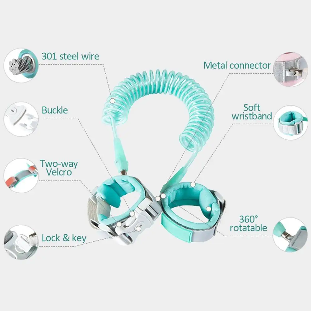 200 سنتيمتر قفل طقم حزام السلامة الاطفال مكافحة خسر حبل قابل للتعديل المعصم رابط طفل Leas في الهواء الطلق المشي حزام يدين الفرقة معصمه
