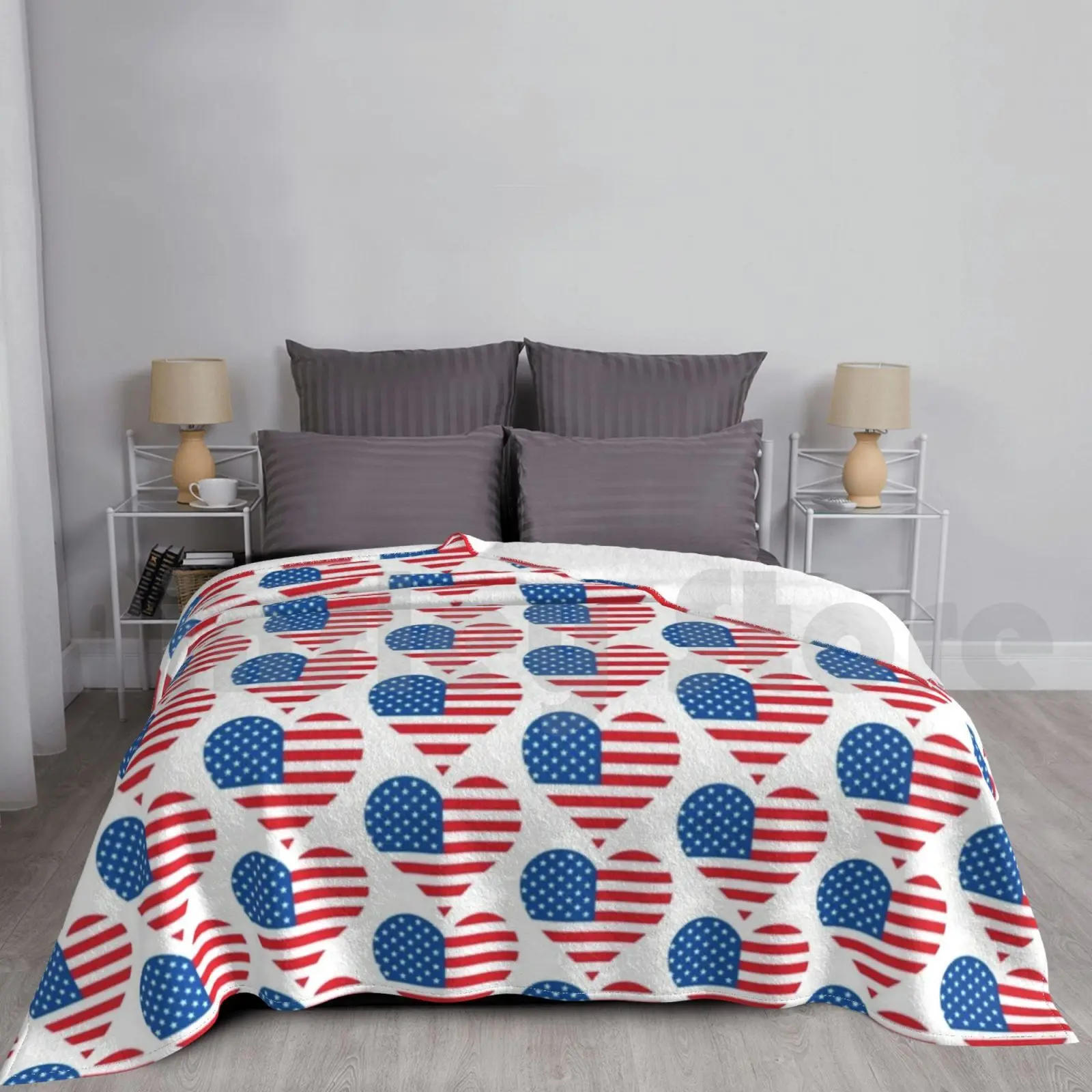 Blanket 4th Of July Gifts-American Flag Heart-I Love Usa Gear-I Heart United States Of America