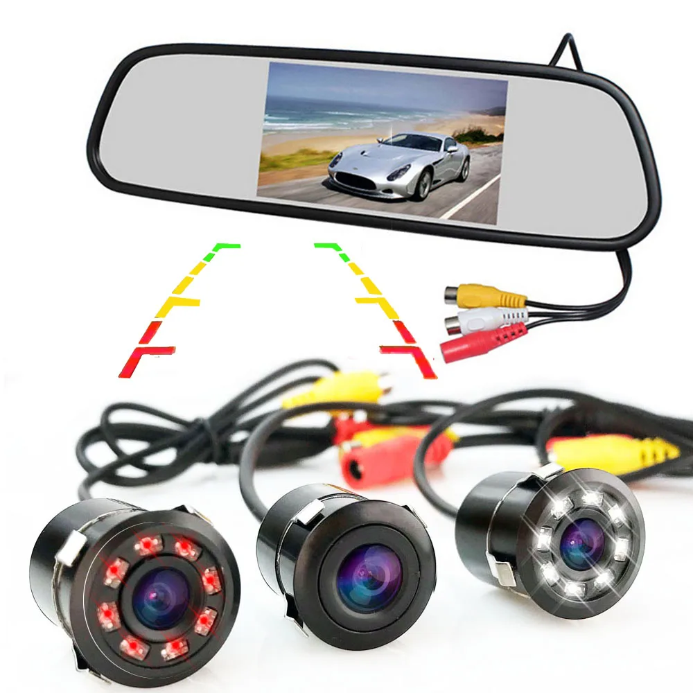 

2 in 1 Parking Assistant 5 inch Car HD Monitor Video Player LED Infrared Night Vision Waterproof Rear View Camera Super HD